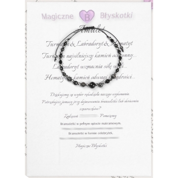 Bransoletka czarny TURMALIN LABRADORYT HEMATYT ochrona inspiracja